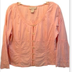 Real Comfort 100% cotton Peasant eyelet blouse size 8